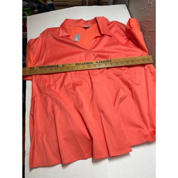 Chico's Shirt Womens Orange Nectarine Pullover Collared Pleated Fit Size 2 Large - Picture 4 of 4